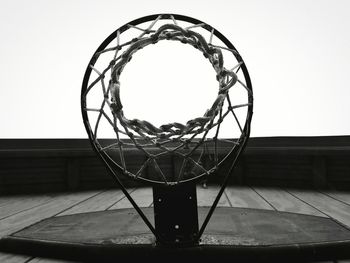 Close-up of basketball hoop against clear sky