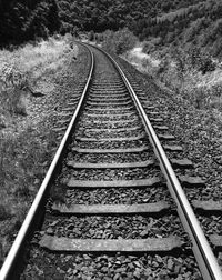 Railway tracks along landscape