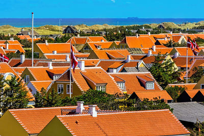 High angle view of townscape against sky