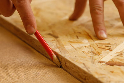 Low section of woman painting on table