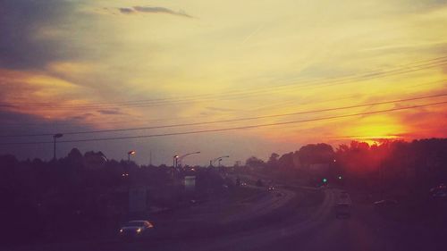 View of road at sunset