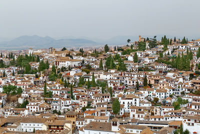 High angle view of townscape against sky