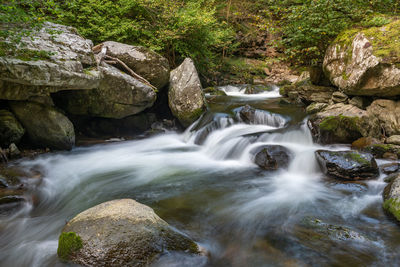 Long exposure of a waterfall on the east lyn river at watersmeet in exmoor national park