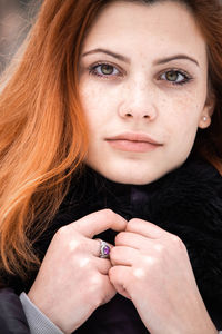 Portrait of redhead woman