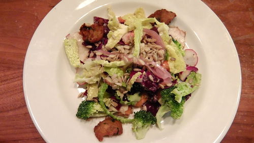 Close-up of meal served on plate