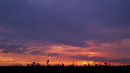 Scenic view of silhouette landscape against sky during sunset