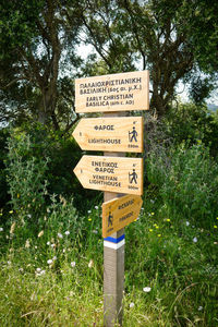 Information sign board on tree