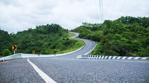 High angle view of road against sky