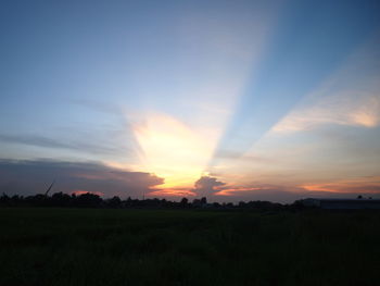 Scenic view of silhouette landscape against sky during sunset