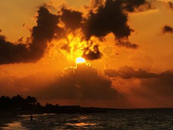 Scenic view of sea against sky during sunset