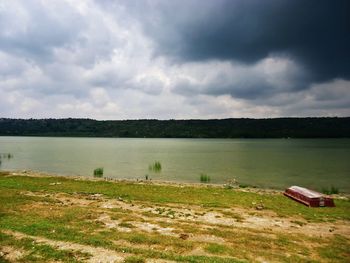 Scenic view of lake against sky