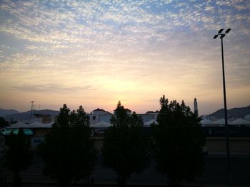 Buildings against cloudy sky at dusk