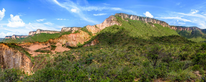 Panoramic view of mountains against sky