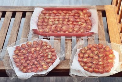 High angle view of food on table