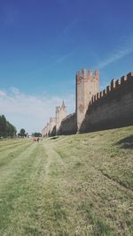 View of fort against blue sky