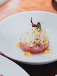 Close-up of food in plate on table