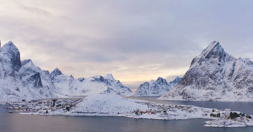 Scenic view of snowcapped mountain against sky