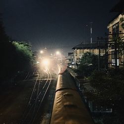 Illuminated street lights at night