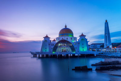 Melaka straits mosque sunset	
