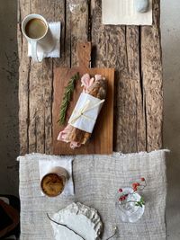 High angle view of food on table