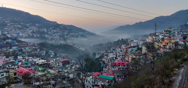 High angle view of townscape against sky