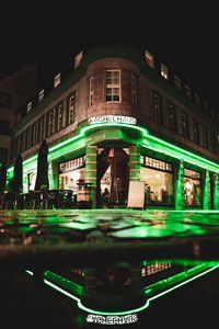 Illuminated building at night