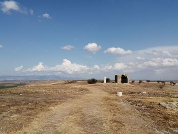 Scenic view of land against sky