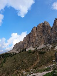 Low angle view of rock formations against sky