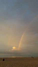 Scenic view of rainbow over sea against sky