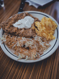 High angle view of meal served in plate