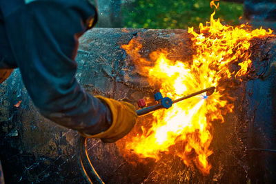 Man working on fire