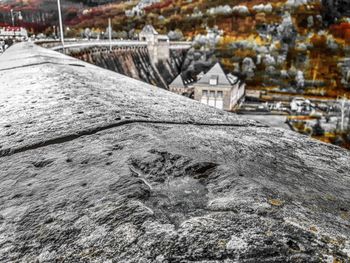 High angle view of snow covered trees