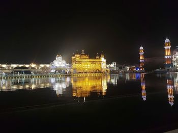 Illuminated buildings at night