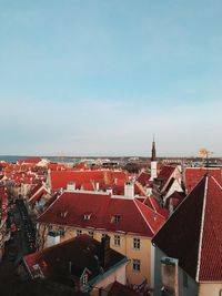 High angle view of townscape against sky