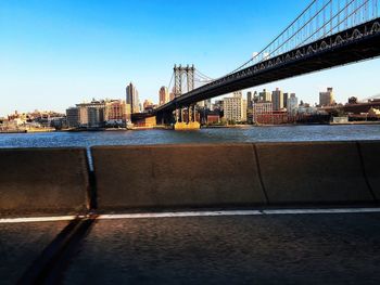 Suspension bridge over river