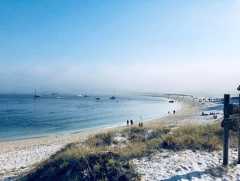 Scenic view of sea against clear sky