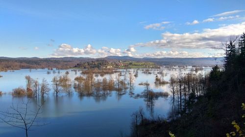 Scenic view of lake against sky