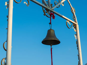 Low angle view of cross against clear sky