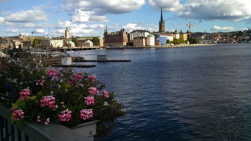 View of river against cloudy sky