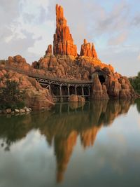 Reflection of rock formations in water