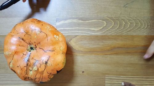 Close-up of pumpkin on table