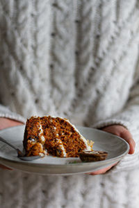 Close-up of dessert in plate on table