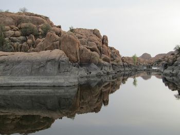 Rock formations in a lake