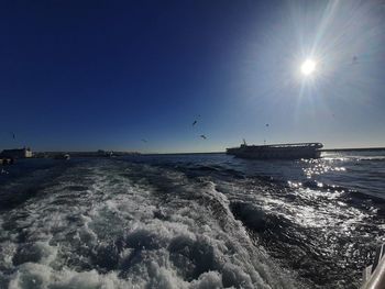 Scenic view of sea against clear sky