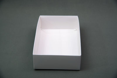 High angle view of white paper on table