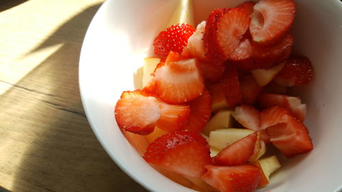 Close-up of strawberries in plate