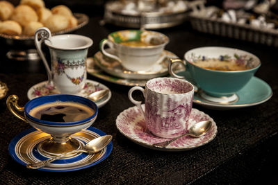 Close-up of coffee cup on table