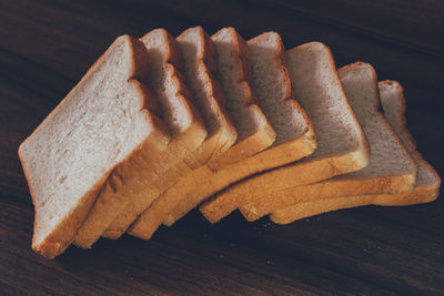 High angle view of bread on table