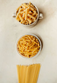 High angle view of noodles in bowl