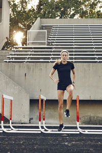 Athlete running at stadium